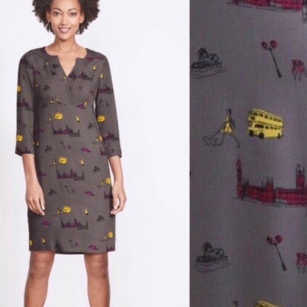 BODEN Alexandra London Shift Gray Novelty Career Casual Above Knee Dress